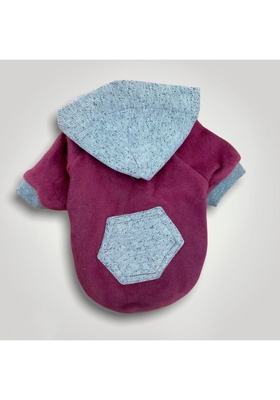 Kemique Burgundy Gray Kapşonlu Sweatshirt Kedi Kıyafeti