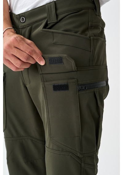 Dechers Soft Shell Rüzgar, Su & Soğuk Geçirmez İçi Polarlı Kışlık Taktik Pantolon E218-11 Haki
