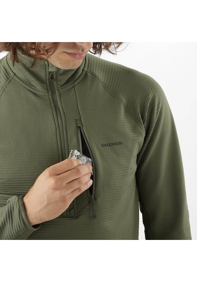 Salomon Essentıal Lıghtwarm Erkek Yarım Fermuar Polar Grape Leaf Lc2444500 Yeşil