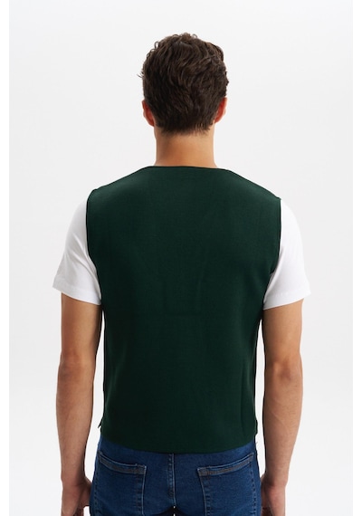 AR-MA Arma Erkek Slim Fit Örme Likralı Pike Triko Yelek Kısa Kollu, %90 Akrilik %10 Wool K0yyo0858 Yeşil