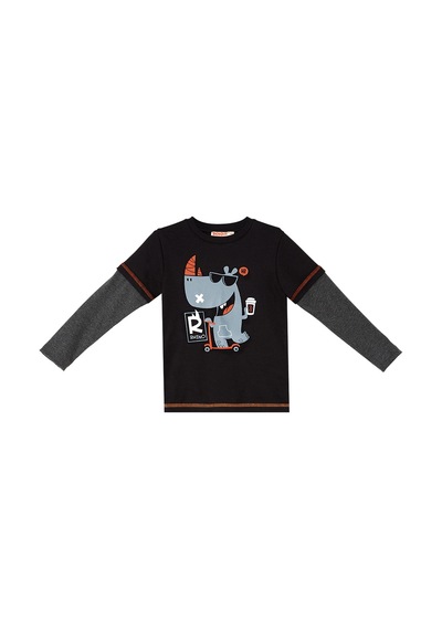 Rhino Erkek Çocuk Siyah T-shirt Eşofman Altı Takım