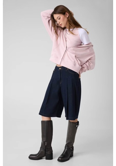 Guess Stras Taşlı Fermuarlı Pembe Kadın Sweatshirt W6yq10k3872
