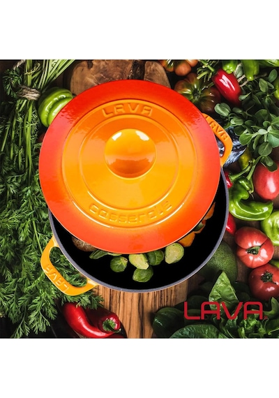 Lava Döküm Yuvarlak Tencere Döküm Demir Kapak Experience Serisi  Çap(Ø)28cm