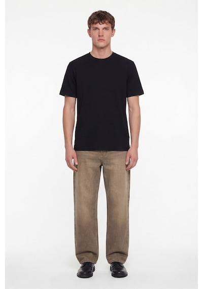 Sabri Özel Erkek Siyah Normal Kesim Regular FitPamuk Dokuma Bisiklet Yaka Basic T-shirt