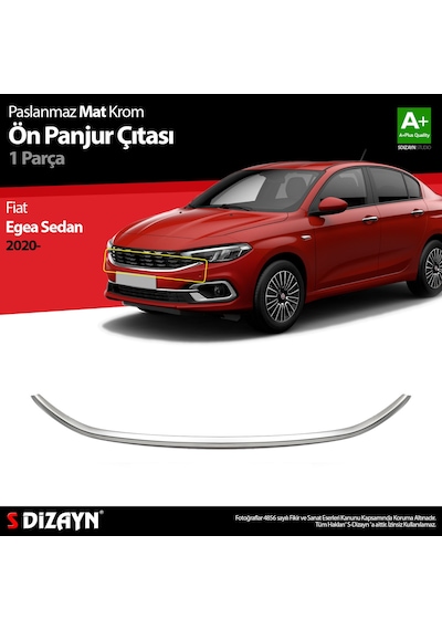 S-dizayn Fiat Egea Sedan Krom Ön Panjur Çıtası 2020 Üzeri Mat Krom