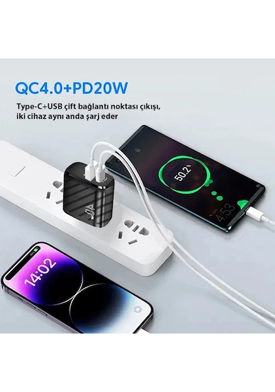 Ally Te-pd08 40w Type-c + Usb Qc3.0 Pd Hızlı Şarj Adaptörü Şarj Başlığı- 5775
