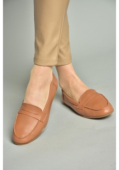 Fox Shoes S291070003 Taba Hakiki Deri Düz Babet Taba