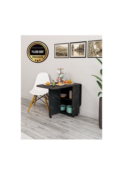 Oval Masa Açılır Katlanır Fonksiyonel Mdf Siyah Oval Masa Açılır Katlanır Fonksiyonel Mdf Siyah