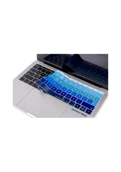 Laptop Apple Uyumlu MacBook Pro Klavye Koruyucu Ombre Türkçe Q A1534 A1708 İle Lacivert Mavi