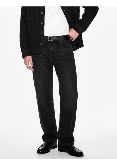 Koton Normal Bel Cepli Pamuklu Vintage Straight Fit Jean Pantolon Siyah 7wam40386nd