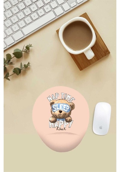 Uyuyan Teddy Desenli Bilek Destekli Mouse Pad Mousepad