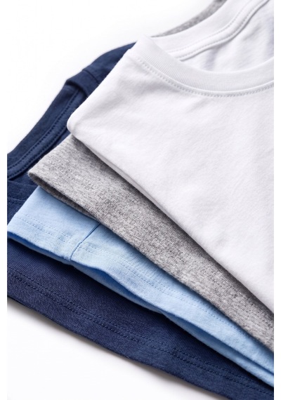 Öts Erkek Çocuk %100 Pamuk T-shirt Ribana Kapalı Yaka Çok Amaçlı Kullanım 7020 Beyaz