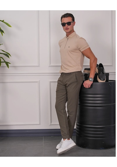 Modefendi Pamuk Likra Slim Fit Kalıp Bebe Yaka Fermuarlı Tshirt Krem Modefendi Pamuk Likra Slim Fit Kalıp Bebe Yaka Fermuarlı Tshirt Krem