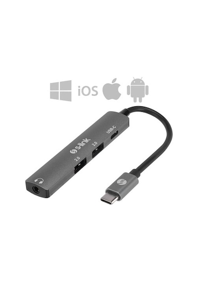 Gri Metal Type-c Dönüştürücü, 4 İn 1 Fonksiyon