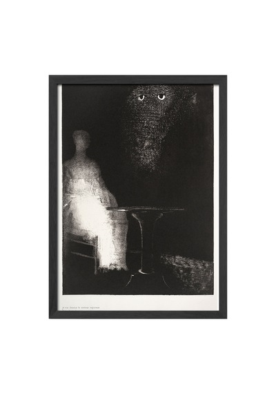 Ethereal Watcher Siyah Ahşap Çerçeveli Poster, Dekoratif Soyut Monokrom Duvar Tablosu