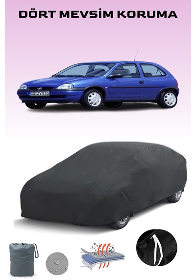 Siyah, Opel Corsa 3 Kapılı 2000 - 2003, Araba Brandası, Oto Örtüsü, Araba Çadırı Siyah