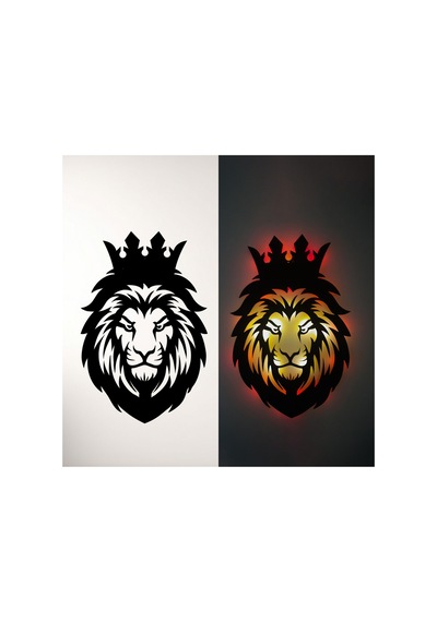 Led Işıklı Portre Aslan Figürlü Tablo Duvar Dekorlu Gece Lambası Kırmızı - 737712514 Kırmızı