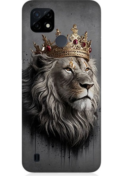 Realme C21 Uyumlu Taçlı Aslan 1 Desenli Silikon Kılıf