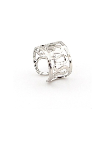 Parlak Gümüş Renkli Earcuff Kikirdak Küpe Sarmal Desenli Ex091 Beyaz
