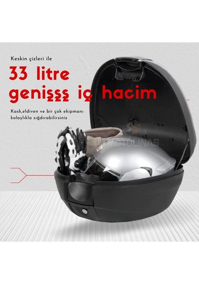 Mefatech Mf33 33Lt Siyah Çanta Topcase Kızaklı Full Aparatlı