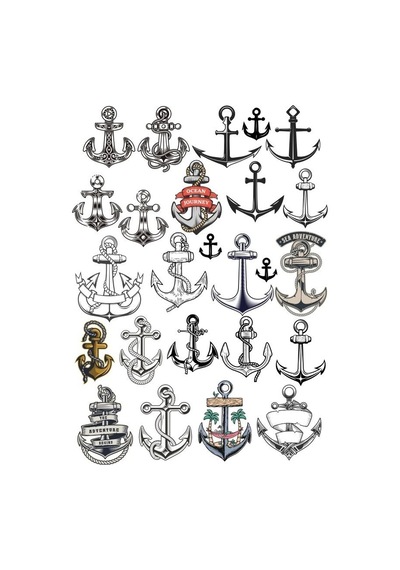 Deniz Çapası Sticker Set 25 Parça Telefon, Tablet, Defter, Laptop Sticker