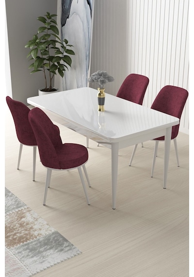 Canisa Nil Serisi 70x110 Sabit Mutfak Masası Takımı Beyaz Masa 4 Bordo Sandalye Masa Beyaz Sandalye Bordo Canisa Nil Serisi 70x110 Sabit Mutfak Masası Takımı Beyaz Masa 4 Bordo Sandalye Masa Beyaz Sandalye Bordo