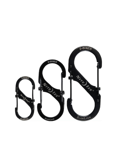 Nite Ize S-Biner Slidelock Karabina 3lü Paket- Siyah - Nite Ize S-Biner Slidelock Karabina 3lü Paket- Siyah