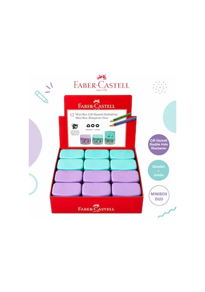 Faber-castell Minibox Duo Çift Hazneli Kalemtıraş Pastel Renkler 1 Adet