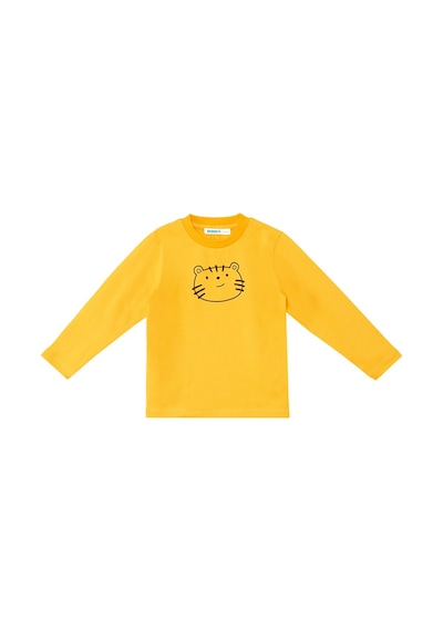 Denokids Sevimli Kedi Erkek Bebek T-shirt Pantolon Takım Kahverengi - Sarı