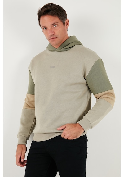 Buratti Pamuklu Relaxed Fit Kapüşonlu Içi Tüylü Yumuşak Şardonlu Erkek Sweat 5905299 Taş