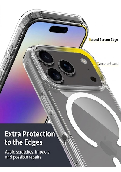 Apple iPhone Uyumlu 17 Pro Magsafe Özellikli Şeffaf Iq Silikon Kılıf Şeffaf