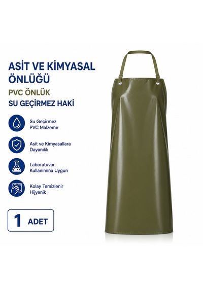 Asit Ve Kimyasal Önlüğü - Pvc Önlük Su Geçirmez Haki