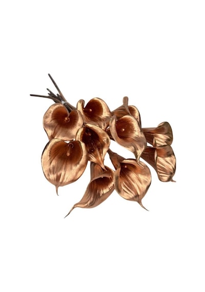 Yapay Çiçek Bronz Renk Gala Eva Malzeme Cala Flower 8li Demet