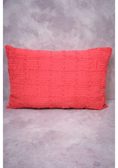 Peraluna Foam Pıllow Şifon Şerit Triko Yastık Kılıfı 60x40 Cm Koral - Koral