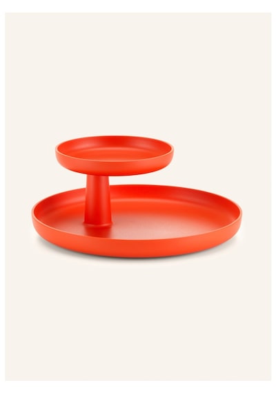 Vitra Çift Katlı Yuvarlak Plastik Saklama Kabı Mat Yüzeyli, 17 Cm Ve 28 Cm Çaplı Keyif Tepsileri Kırmızı