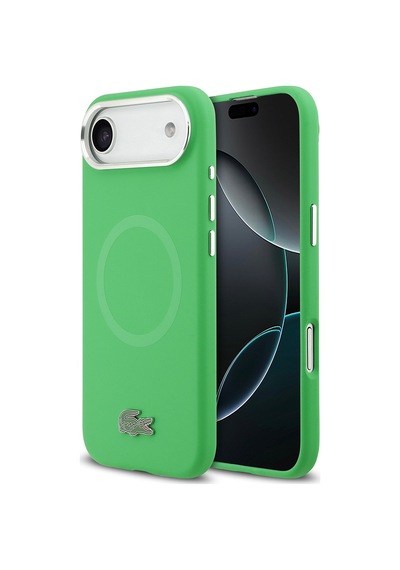 Apple Uyumlu iPhone 17 Air Kılıf Lacoste Lisanslı M-safeli İkonik Logo Metal Kamera Çerçeveli Silikon Kapak Yeşil Yeşil
