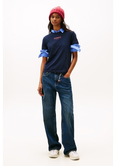 Tommy Hilfiger Kadın Tjw Essential Logo Detaylı 2'li T-shirt Seti-12855 Lacivert