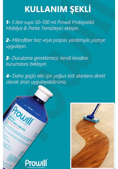 Probiyotikli Ahşap Mobilya Ve Parke Temizleyici Yüzey Temizleyici 1 Litre Tekli