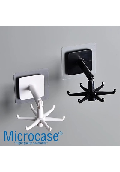 Microcase Kendinden Yapışkanlı 360 Derece Dönen 6 Kancalı Askı Mutfak Banyo Gardırop Raf Aparatı 2 Adet - Al5022 Diğer