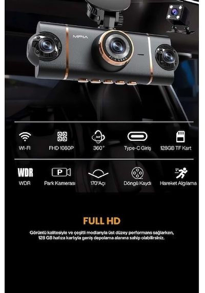 Mpıa Cc-69 4 Lens 3.16" Ips Ekran 5mp / Wi-fi / Tf Araç Kamerası