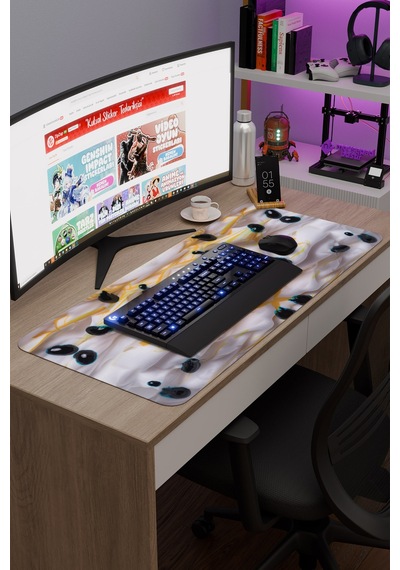 Saykodelik Sanat Kaymaz Dikişli Kauçuk Oyuncu Mousepad V2 - 90x40 Xxl Gaming Mouse Pad Fare Altlığı