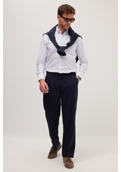 Tudors Erkek Regular Fit Klasik Kesim Normal Bel Geniş Paça Lacivert Pantolon-40340 Lacivert