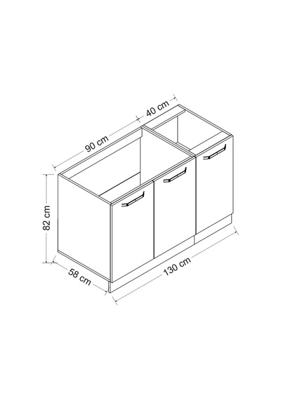 Minar 130 Cm Mutfak Dolabı Beyaz 130-B1-Alt Modül Beyaz