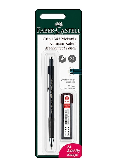 Faber-castell Grip 1345 Mekanik Kurşun Kalem Seti 0.5mm Siyah