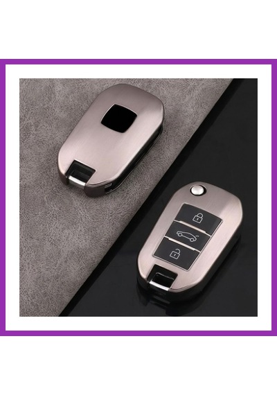 Bezos Peugeot 301 Citroen C-ellyse Berlingo 2024 Katlanır Anahtar Uyumlu Silikon Oto Anahtar Kumanda Kabı Kılıf Gri Bty