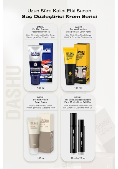 Uzun Süre Kalıcı Etki Sunan, Protein İçerikli Saç Düzleştirici Krem Dashu For Men Protein Down Cream