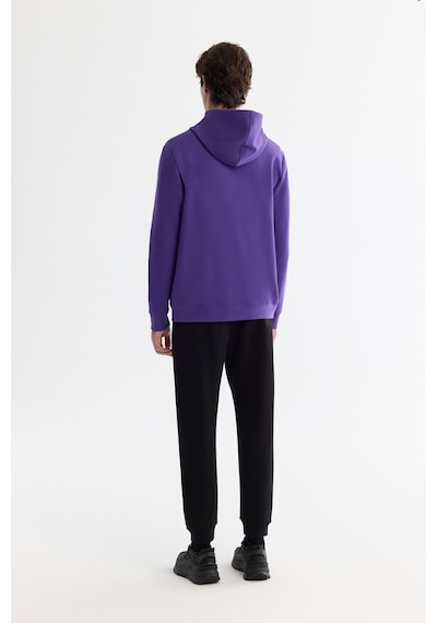 Avva Erkek Mor Kapüşonlu Pamuklu Baskılı Elastan Regular Fit Sweatshirt A42y1324
