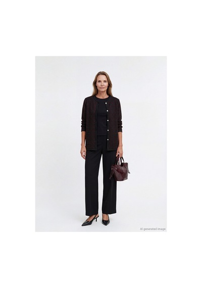 LC Waikiki Nevavm Farkıyla Lcw Grace Bordo Jakar Desenli Kadın Hırka Bordo - 927429160 Bordo