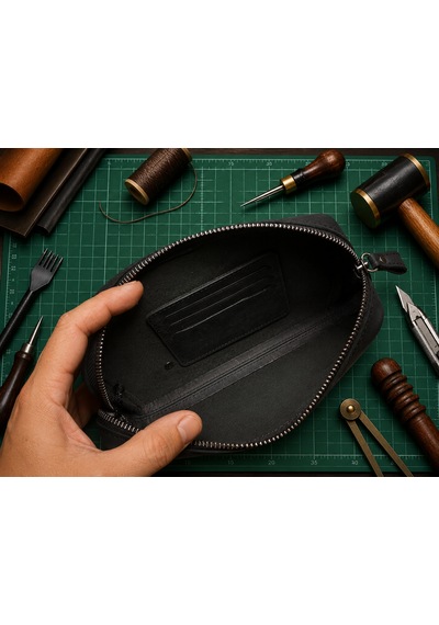 Vintage Leather Craft Hakiki Deri Erkek Çantası Siyah