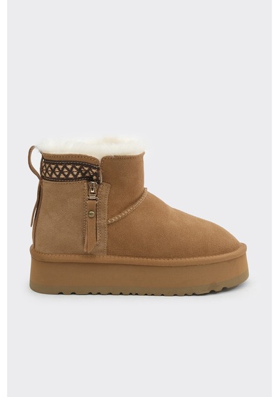 Derinet Comfort Bilek Kürklü Kadın Bot Camel Camel